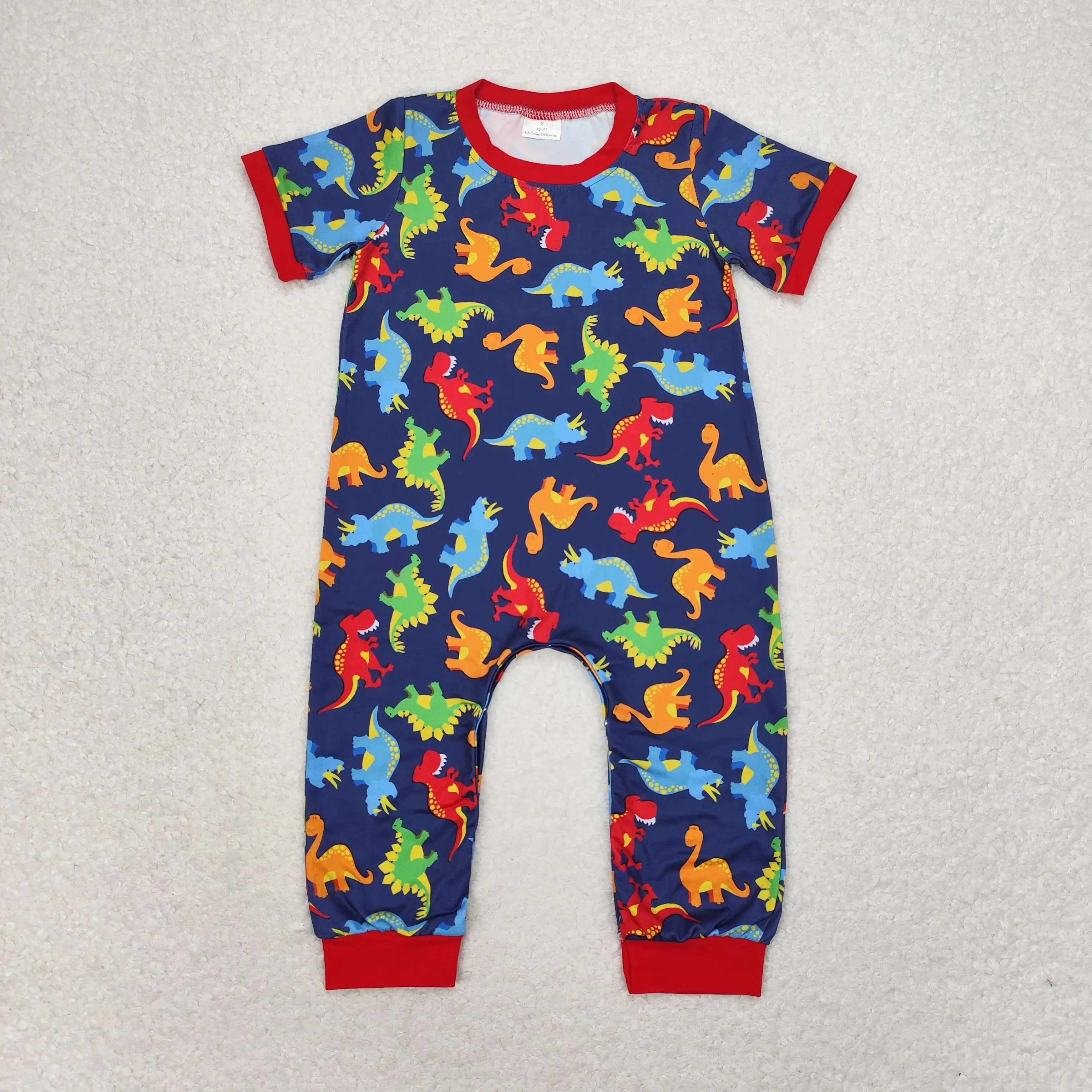 Wholesale Kids Newborn Embroidery One-piece Coverall Bodysuit Baby Boy Toddler Romper Children Jumpsuit Short Sleeves Clothes