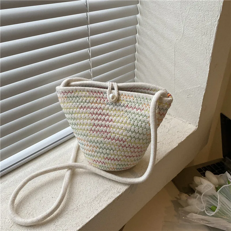 Summer Small Straw Shoulder Bags For Women Handmade Braided Crossbody Bag New Fashion Beach Bag Daily Messenger Phone Handbag