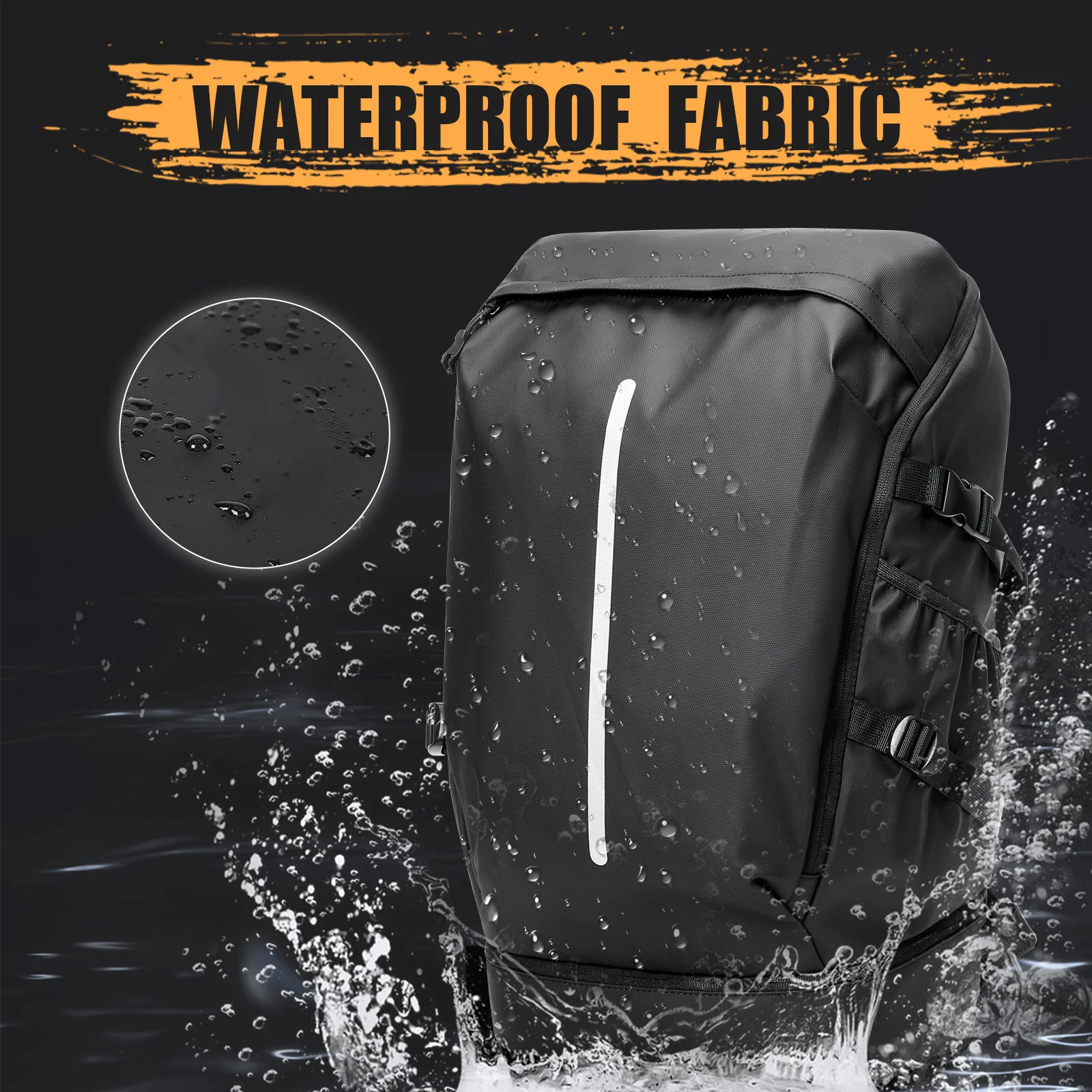 حقيبة ظهر للسفر للرياضات الخارجية للرجال، حقيبة خوذة، حقيبة ظهر للدراجات النارية مع شريط عاكس للضوء، حقيبة ظهر ترفيهية لعطلة نهاية الأسبوع