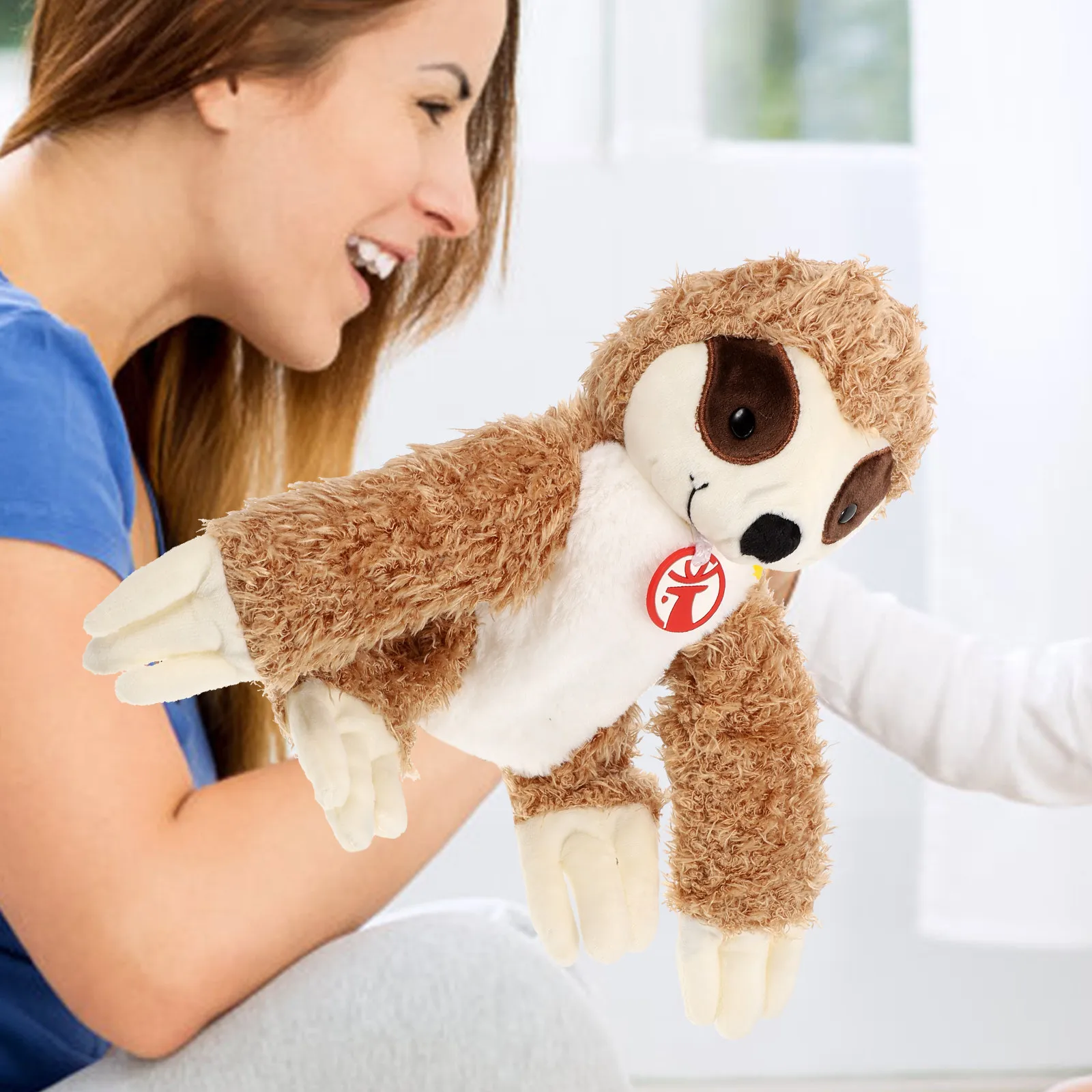 Realistic Sloth Hand Puppet Smooth Stuffed Educational Hand Puppet for Kids Storytelling Parent Child Interactive Game