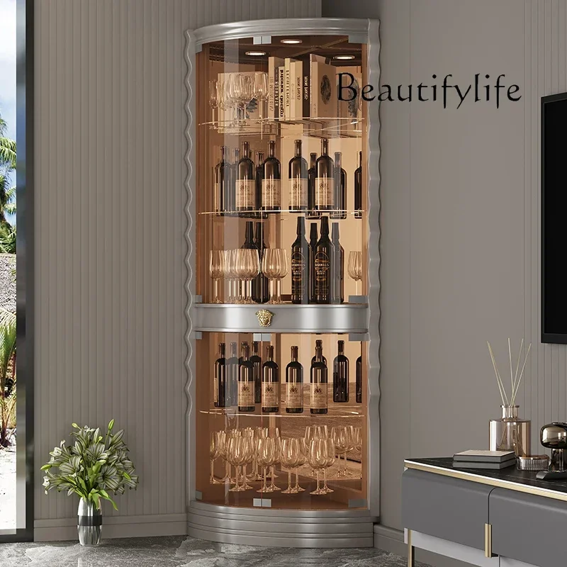 BB Glass door triangular wine cabinet living room light luxury high-end corner display creative new wine cabinet