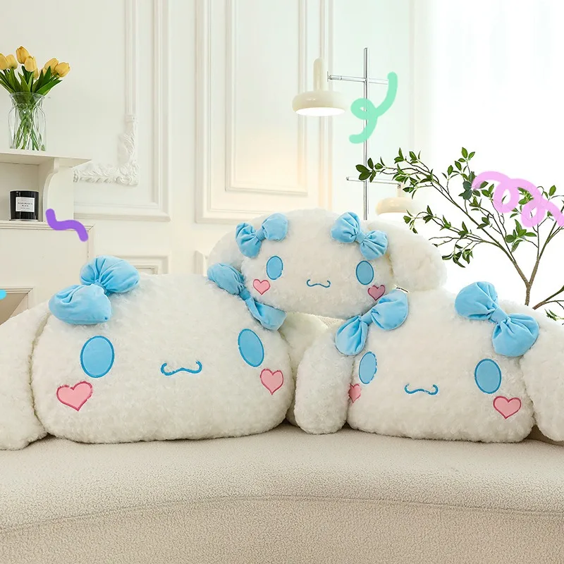 Almohada de sofá de gran tamaño, muñeco de peluche de dibujos animados de Sanrio Cinnamoroll, cojín de cama de perro, juguetes de peluche blancos,