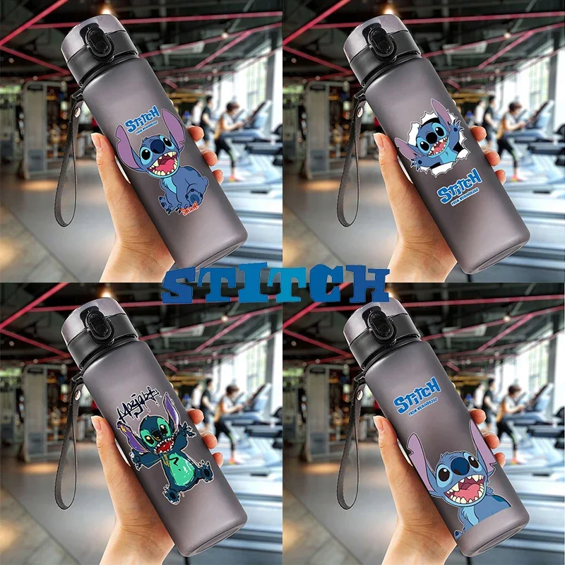 

560ml Disney Stitch Hot Sale Sports Water Bottle Anime Outdoor Travel Portable Leakproof Drinkware Plastic Drink Bottle BPA Free