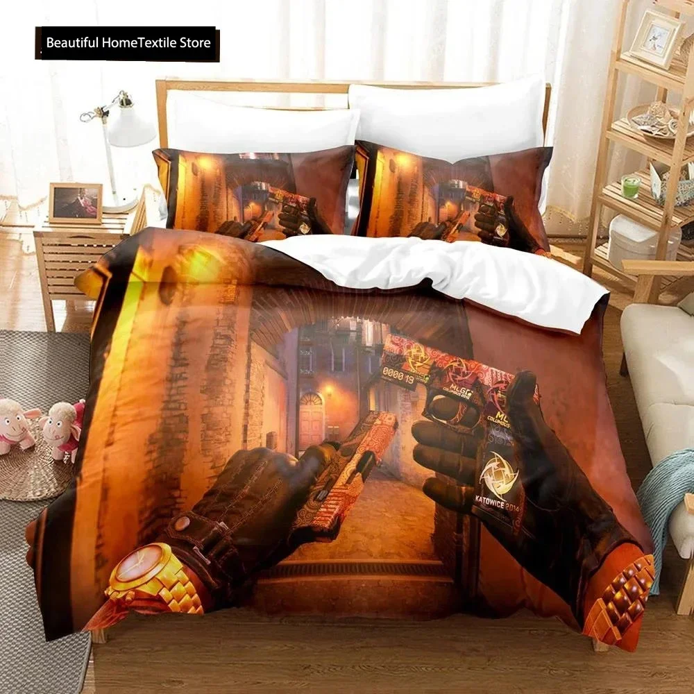 

Shooting Game Csgo 3D NEW Duvet Cover Pillowcase Bedding Set Adult Boy Girl Bedroom Decoration Children Single Double Large