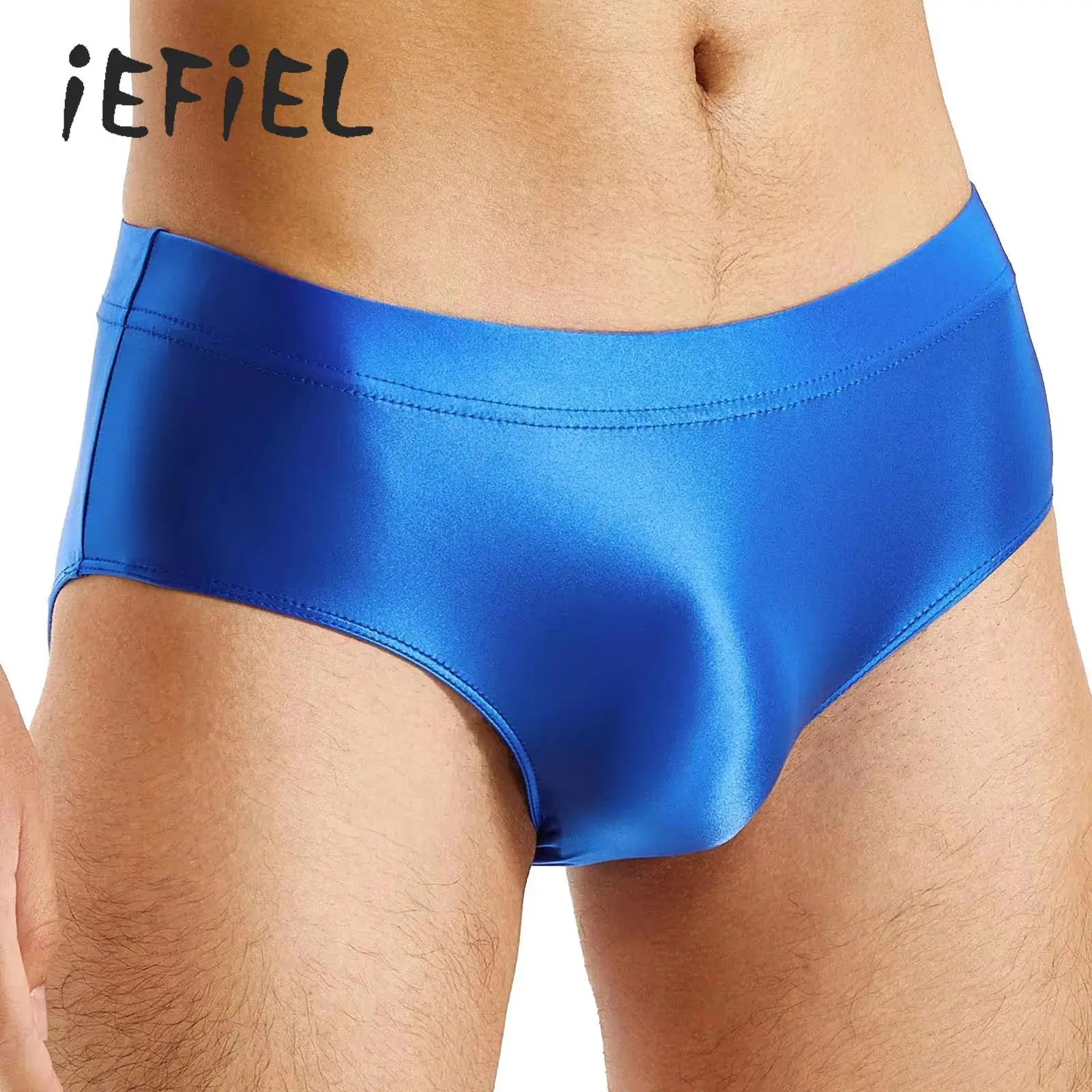 Mens Sexy Glossy Briefs Bikini Tight Swimwear Swimsuit Elastic Waistband Panties Underpants Swimming Bottom Beach Pool Underwear