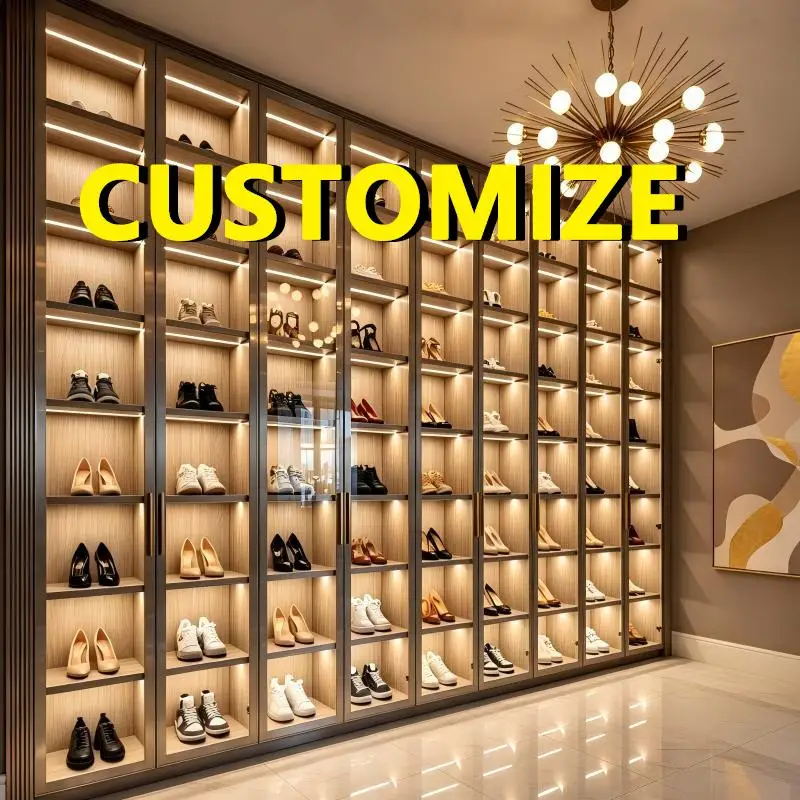 Multi Purpose Glass Display Cabinet LED Light Large Capacity Bag Toy Figure Storage Showcase Aluminum Frame Dust Modern Home