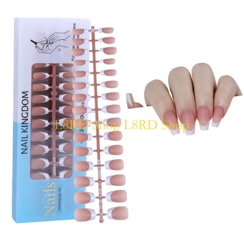 

L8RD Matte French Natural False Tips Extension Cover Artificial Fake Nails Finger Sculpted Manicure Tools Salon Home DIY