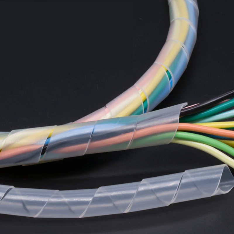 Cable Sleeve Winding Pipe Spiral Wrapping Transparent/Black Wire Organizer Sheath Tube 4-30MM Plastic Tape Management Protector