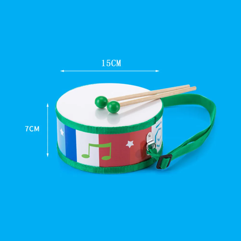 กลองมือสำหรับเด็ก เครื่องดนตรีเพื่อการศึกษา เครื่องดนตรีประเภทเพอร์คัชชัน ไม้สองด้าน ปลอดภัย สนุก ไม้กลองหลากสีสัน สายรัดปรับได้