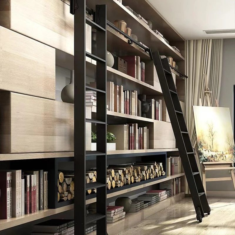 Aluminum alloy bookshelf ladder mobile ladder study bookcase household straight ladder