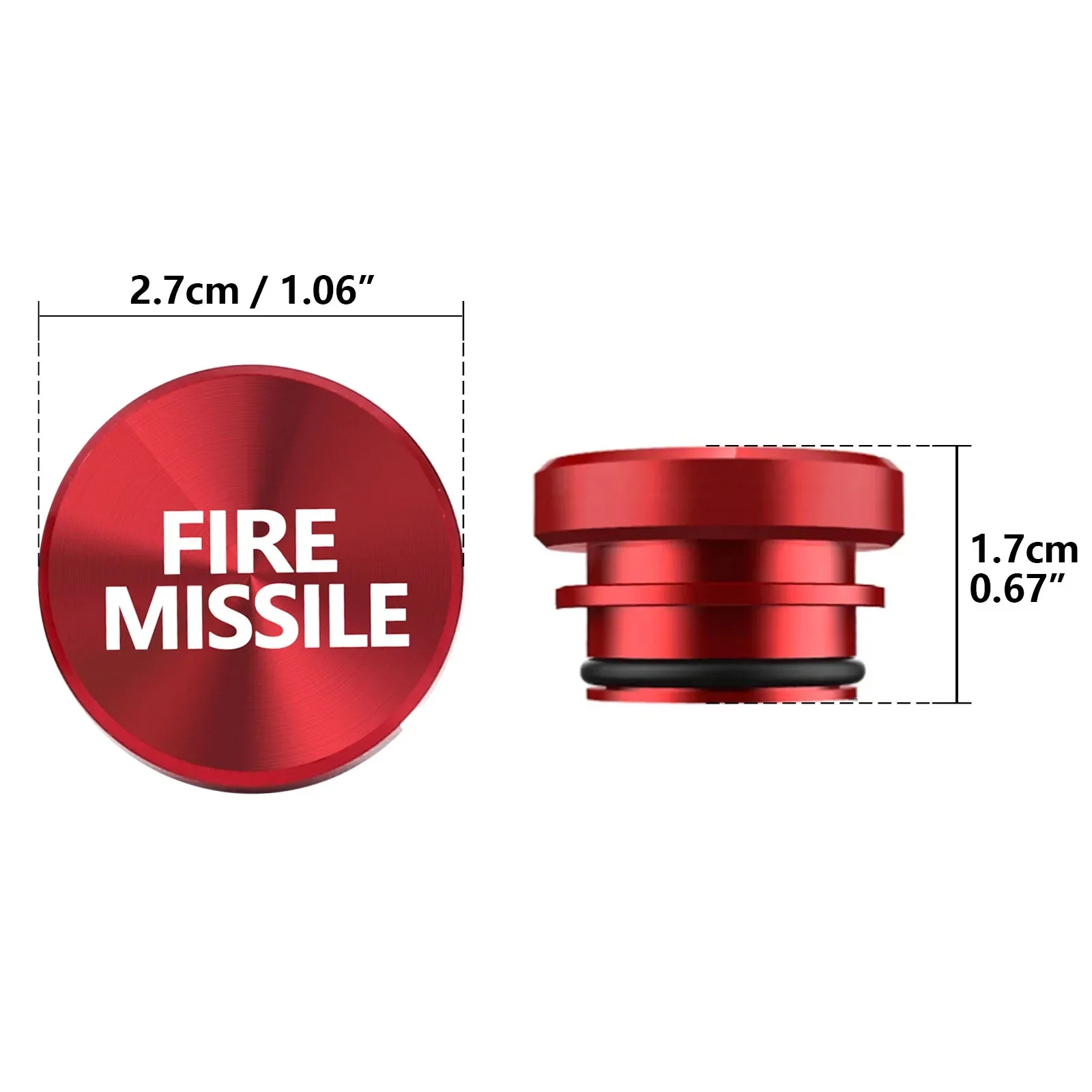 Red Fire Missile Cigarette Lighter Plug Push Button Cover Accessories Vehicle Boat W/Standard 12V Power Source Alloy Universal