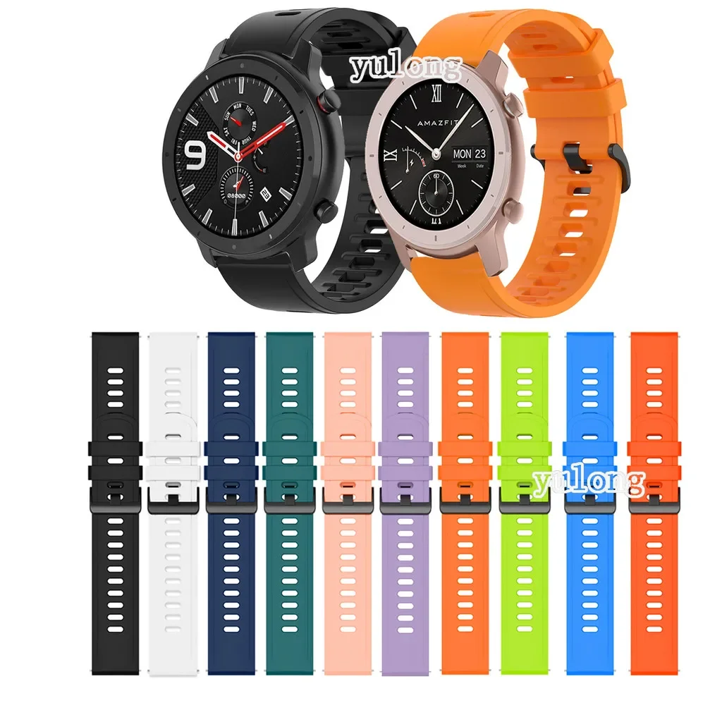 

20mm 22mm Silicone Strap for Huami Amazfit GTR Mini GTR3 Pro 42mm 47mm Bip5 GTR2 GTR4 GTR2E 2 3 4 Smart Watch Band Colorful