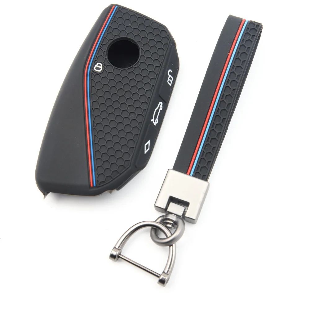 silicone holder key cover Accsesories car key case keychain for BMW Series 7 735i 740Li X7 X1 U11 2023 I7 G07 LCI XM