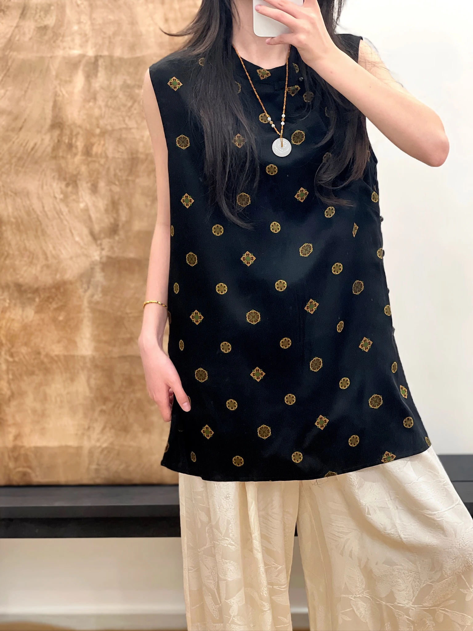 

Шелковый топ Bla Silk T Top 40 Momme, шелковый жилет Qipao Sle, женская модная одежда с традиционным китайским цветочным узором