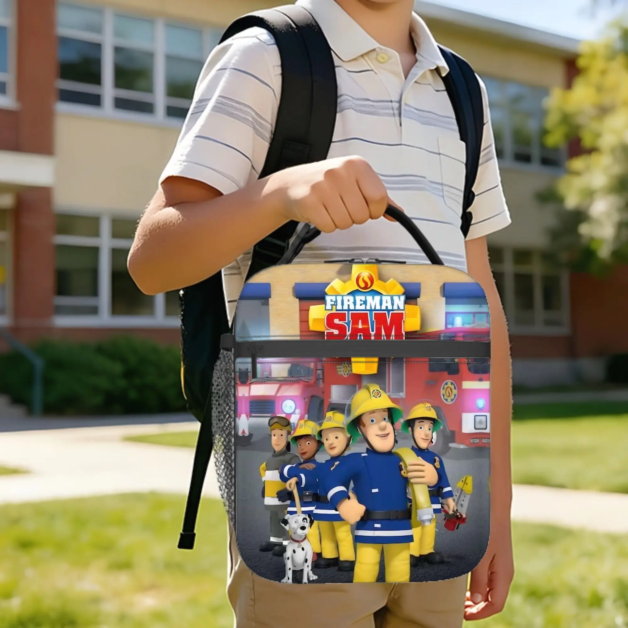 Firemans Sams Insulated Lunch Bags High Capacity Firefighters Lunch Container Thermal Bag Tote Lunch Box Food Storage Bags