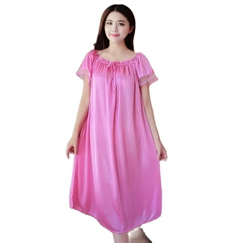 Sexy Women Nightdress Sleepwear Loose Dress Nightwear Summer Deep V Neck Home Clothes