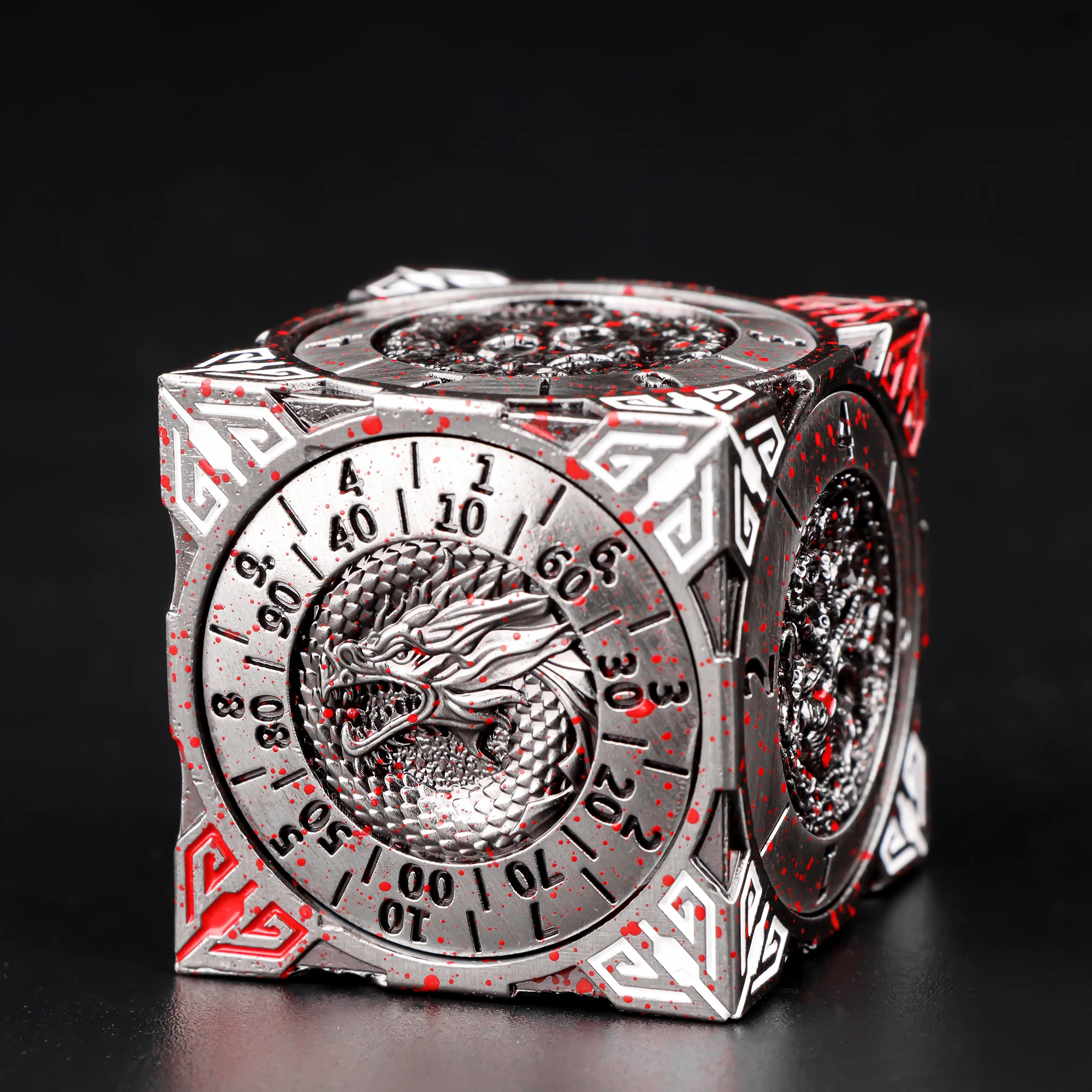 7 in 1 DND Spinner Dice Set Unique Metal Cube D&D 3D Relief Dice for Dungeons And Dragons Cool Polyhedral Role Playing Gift