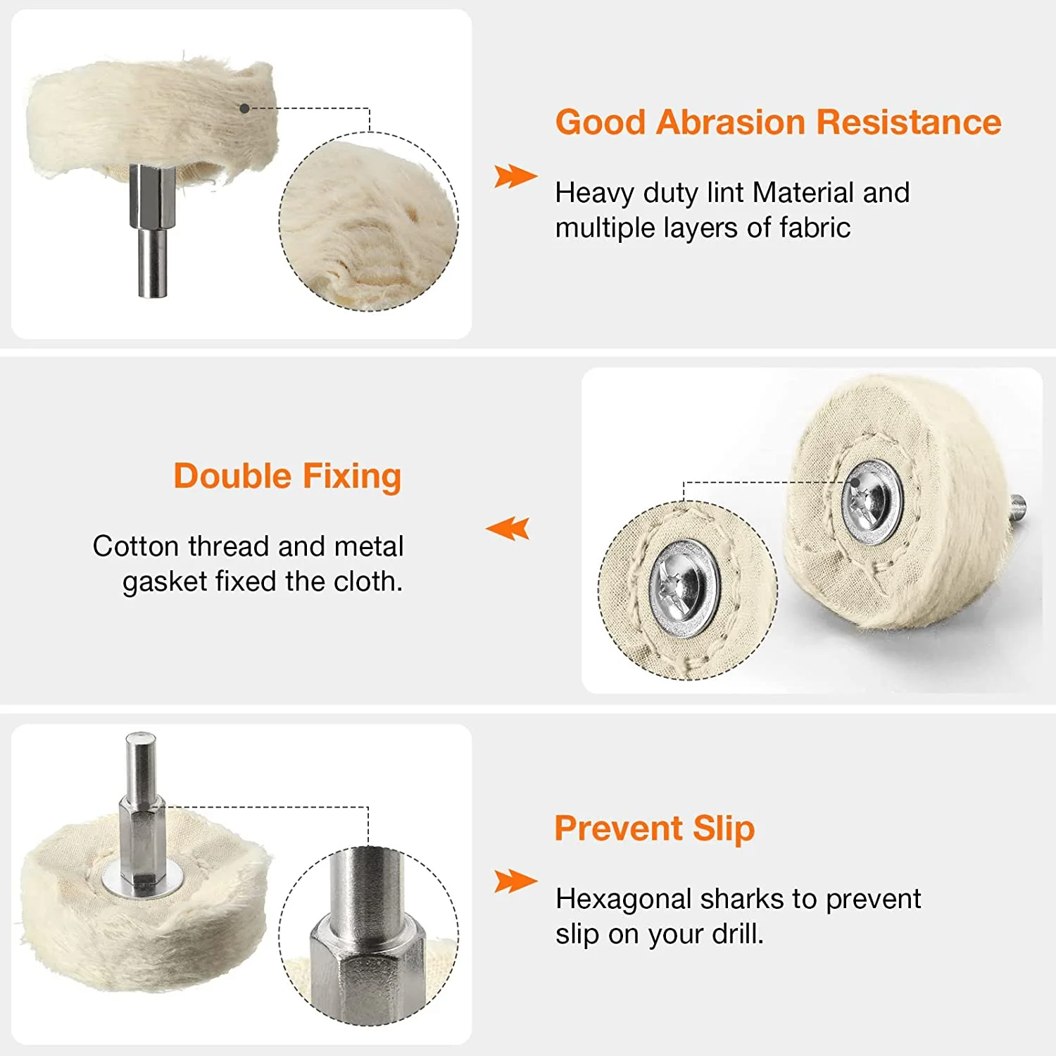 

Полировальный круг для дрели, комплект полировальных колес, 4 шт., белое байковое полировальное колесо для швабры с шестигранными валами 1/4 дюйма-AT30