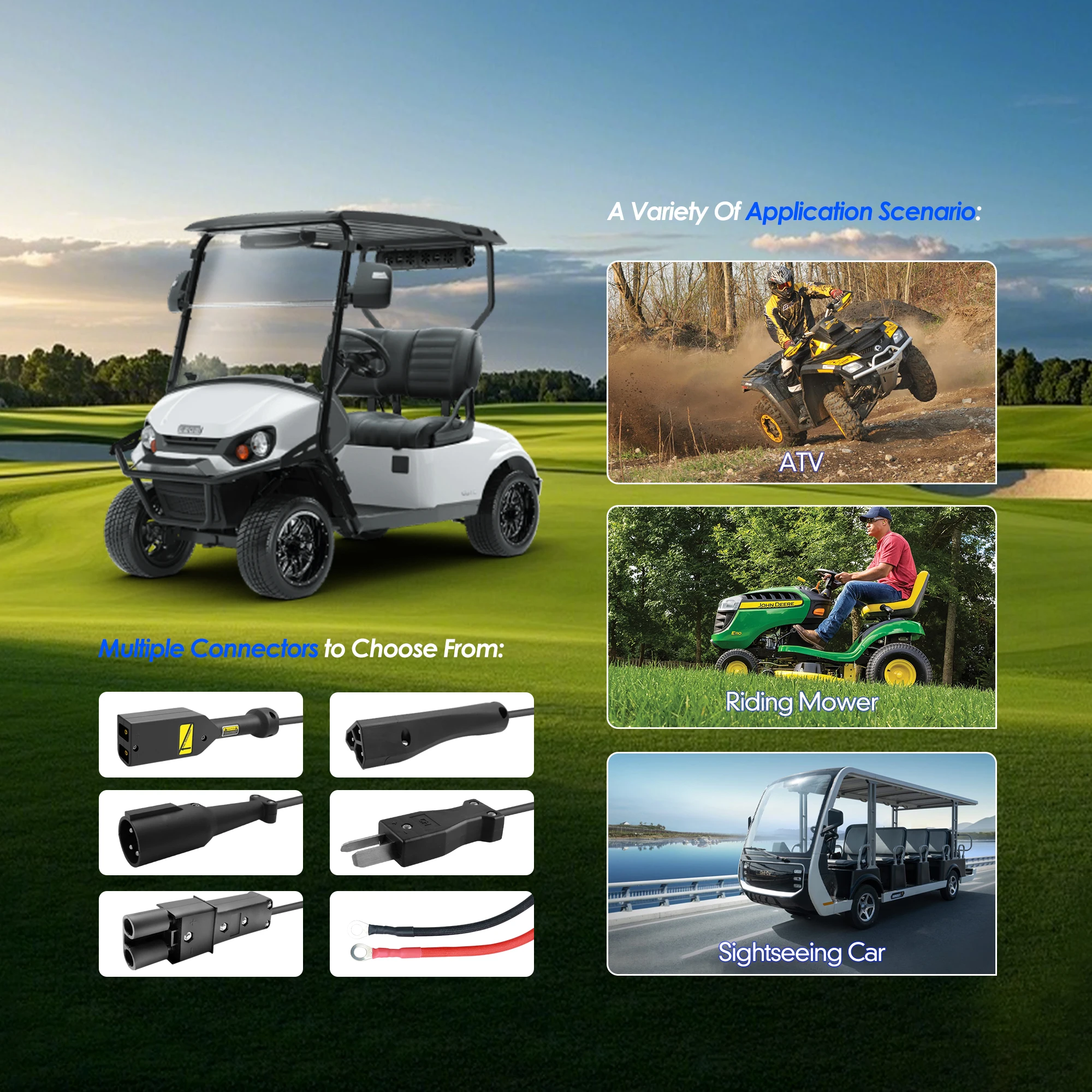 Bateria de carrinho de golfe de lítio 24V 105Ah LiFePO4 200A BMS 6000 + ciclos máximo 14,72KW com carregador rápido 25A para GEM ICON