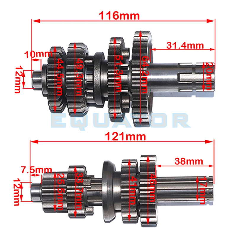 motor Fourth Gear Main Countershaft Transmission Gear Box Main Counter Shaft Fit Lifan 125cc Electric Foot Start Engines ZB-110