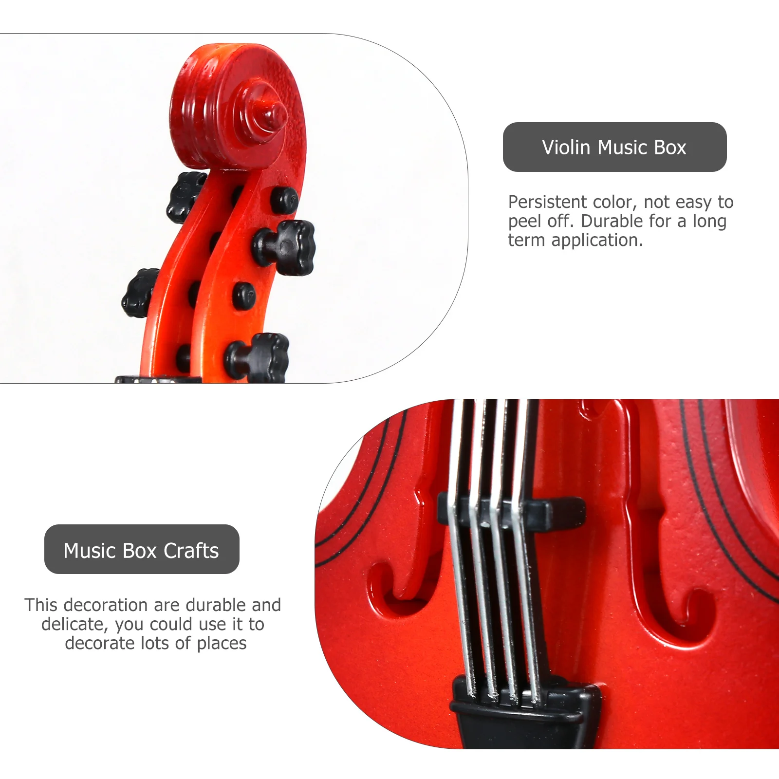 

Violin Music Box Compact Vintage Design Decorative Ornament Desktop Music Box Household Kids Room Adornment
