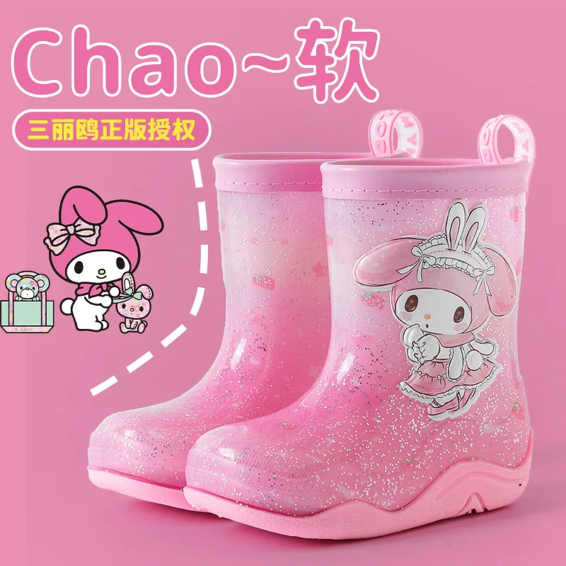 

Sanrio Animation My Melody Kuromi Anime Kawaii Children Rain Shoes Cute Cartoon Cinnamoroll Waterproof Rain Boots Gifts For Kids