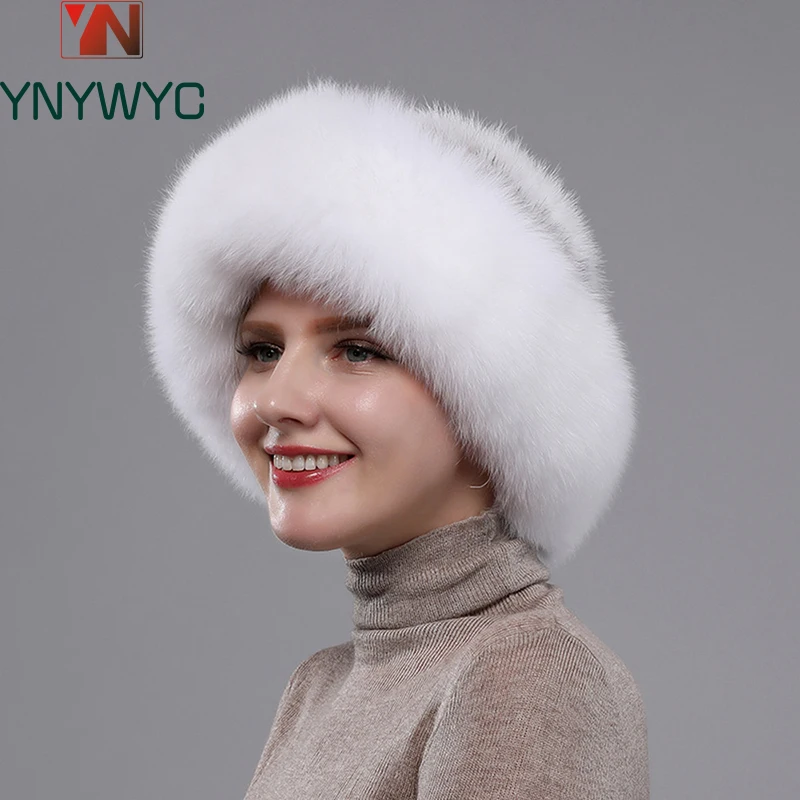 2024 New Girls Quality Soft Genuine Mink Fur Hats Women Winter Luxury Knitted Real Mink Fur Bomber Hat Natural Warm Fox Fur Cap