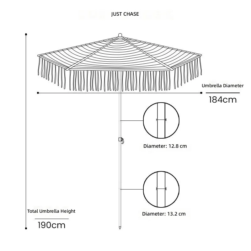 Handwoven Mesh Beach Umbrella, Large Patio Umbrella, Outdoor Sun Umbrella, UV Protection, Fringe, Camping Shade, 9FT Diameter