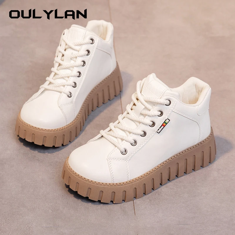 2024 New Versatile and Comfortable Women\'s Shoes Fashion Ladies High Top Casual Shoes Flat Bottom Students Platform Ankle Boots