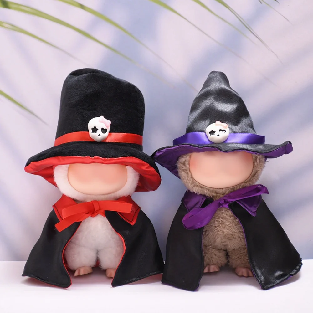

Plush Doll Clothes Witch Hat Cloak For Labbubu Clothes 15-17cm Toy Accessories Decor Halloween Party Doll Costume Kid Gifts