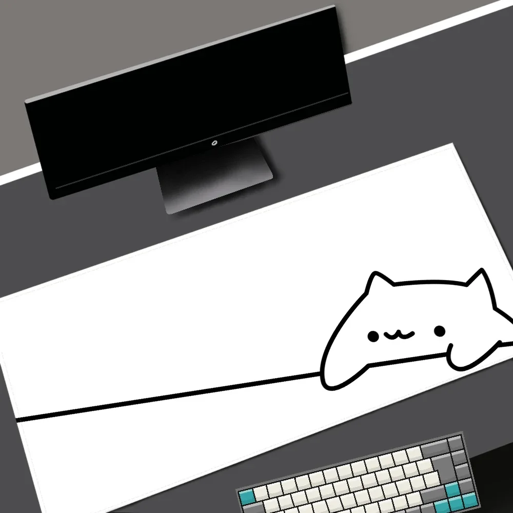 화이트 데스크 매트 블랙 캣 카와이 마우스 패드 미니멀리즘 게이밍 노트북 대형 마우스패드 애니메이션 오피스 카펫 게이머 키보드 마우스 매트