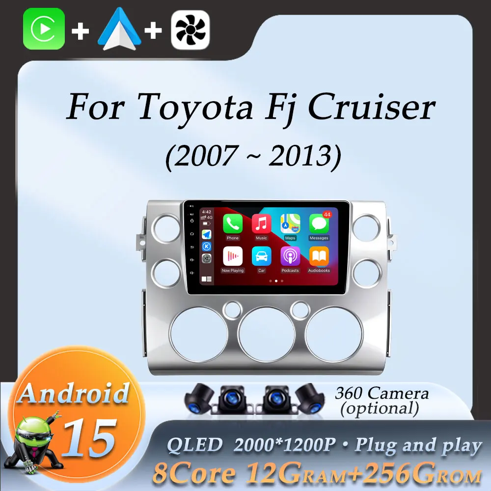 

Автомобильный радиоприемник, видео-аудио, мультимедийный плеер для Toyota Fj Cruiser 2007-2013, GPS Navi, беспроводной CarPlay DSP, стерео BT, разделенный экран