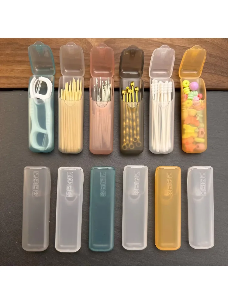 4pcs Mini Portable Storage Boxes,Small Parts Organizer Travel Toothpick, Dental Floss, Pill, and Jewelry Storage Compartments