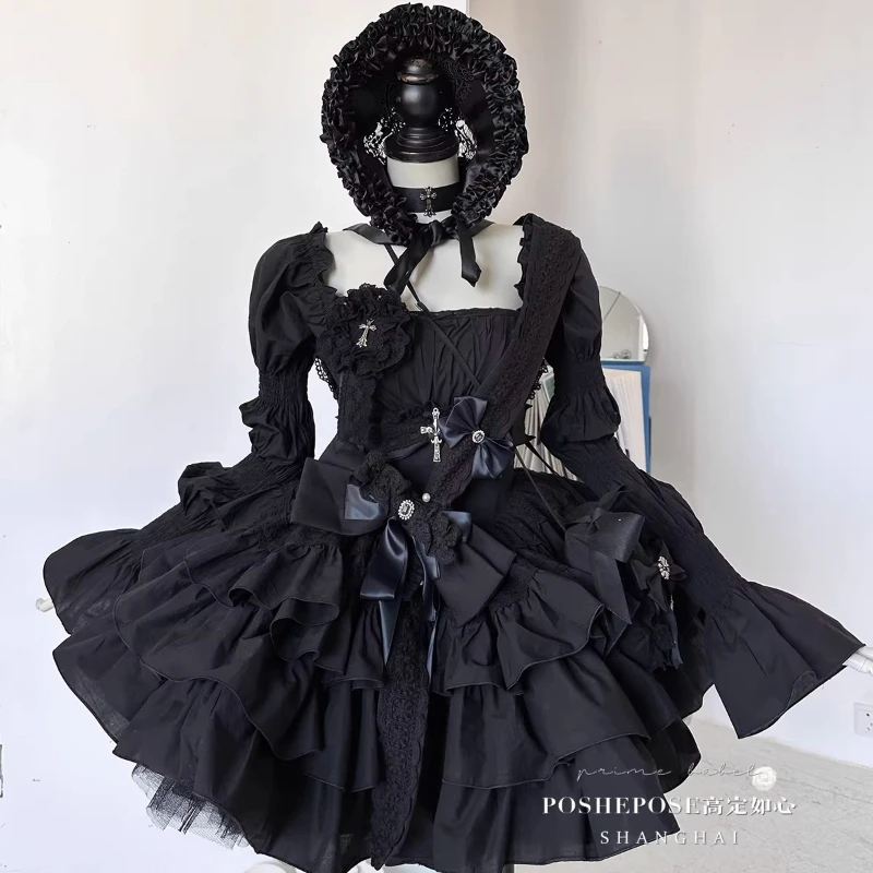 

Handmade High Quality French Sweet Lolita Princess Puffy Cake Dress Mini Birthday Party Wedding Dresses Photography Clothing
