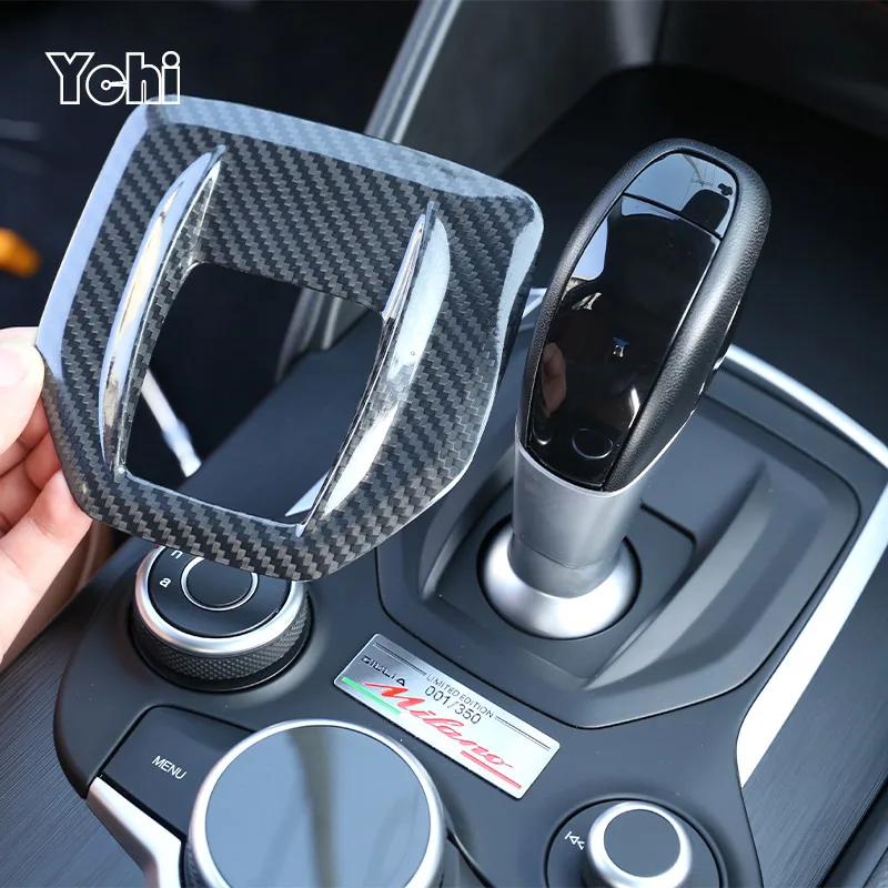 Real Carbon Fiber For Alfa Romeo Giulia Stelvio 2017-2019 Car Shift Panel Cover Decorative Sticker Car Interior Accessories