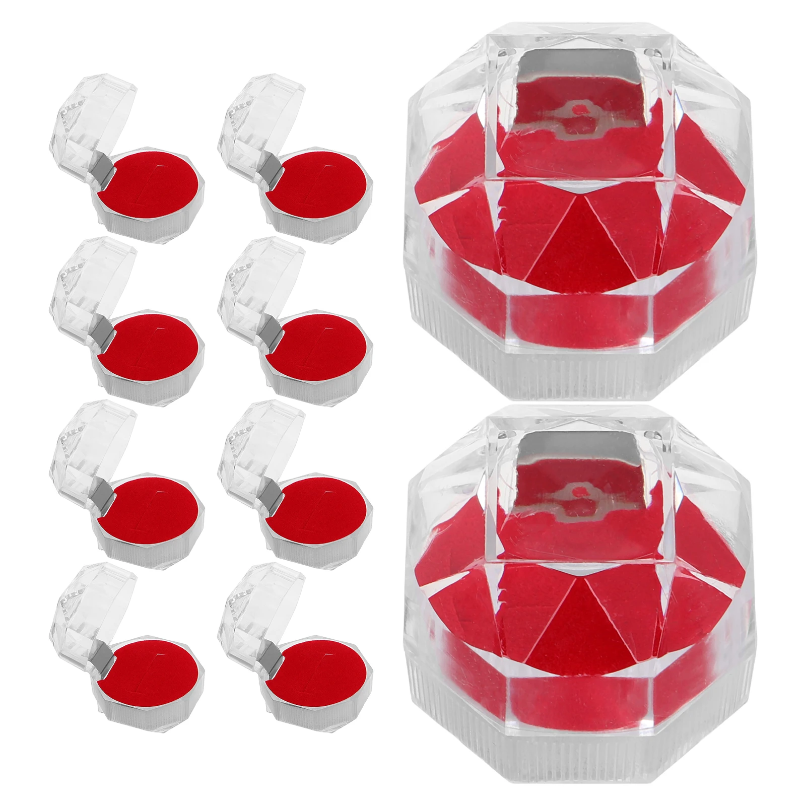 

20 Pcs Transparent Crystal Ring Box Earrings Storage Jewelry Travel Case Proposal Container Holder Wedding Display Packaging