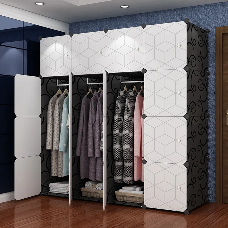 

Simple wardrobe assembly, storage cabinet, hanging clothes combination, plastic simple modern wardrobe, dormitory, student iron