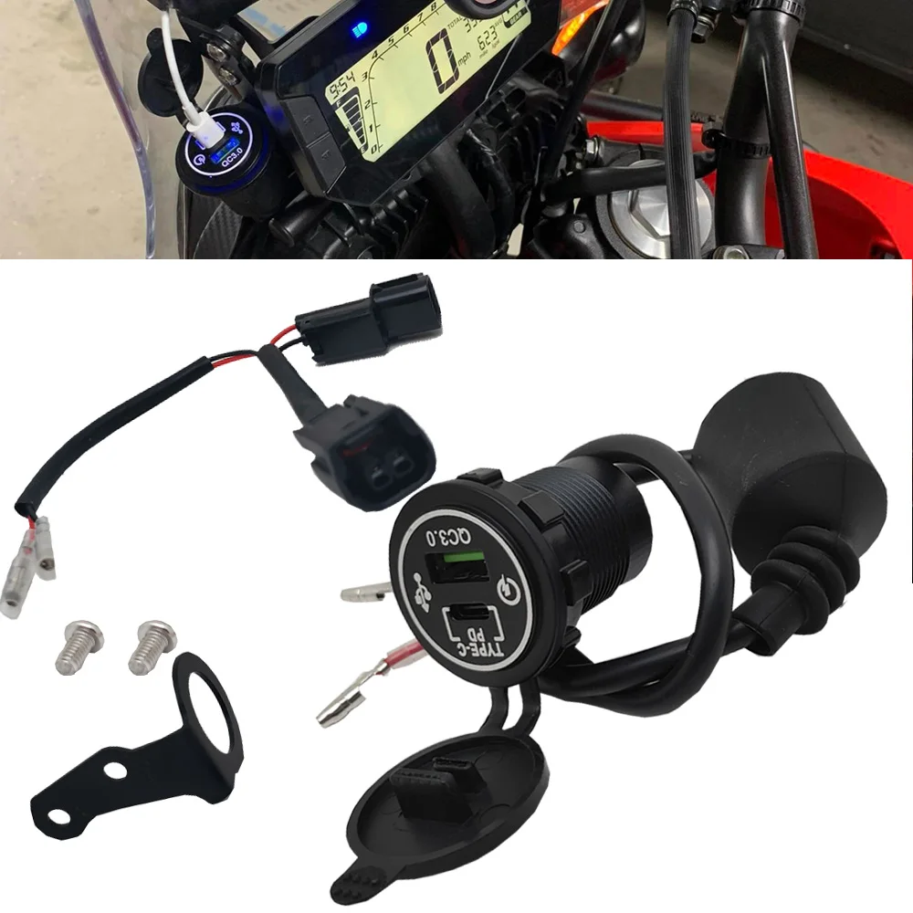 

Quick Charge Type-c PD USB Port Kit Fits Honda CRF300L Rally 2021+ / CRF250L Rally 2019+