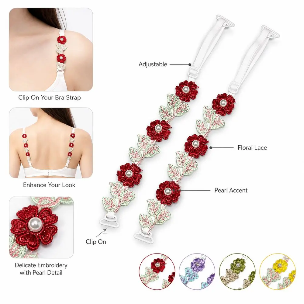 Creative Gift Removable Floral Bra Straps Lace Anti-slip Shoulder Straps Elastic Decorative Floral Shoulder Belts