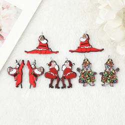 8Pcs Christmas Charms Creative Acrylic Santa Claus Cat Pendant For Keychain Necklace Jewelry Diy Making
