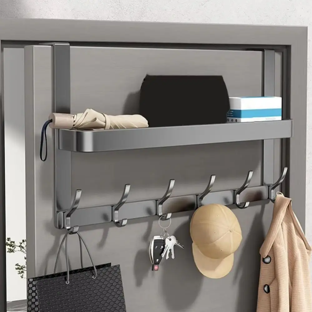 

Strong Load-bearing Door Rear Storage Rack Double-layer No Drill Clothes Hanging Holder Waterproof Easy To Install