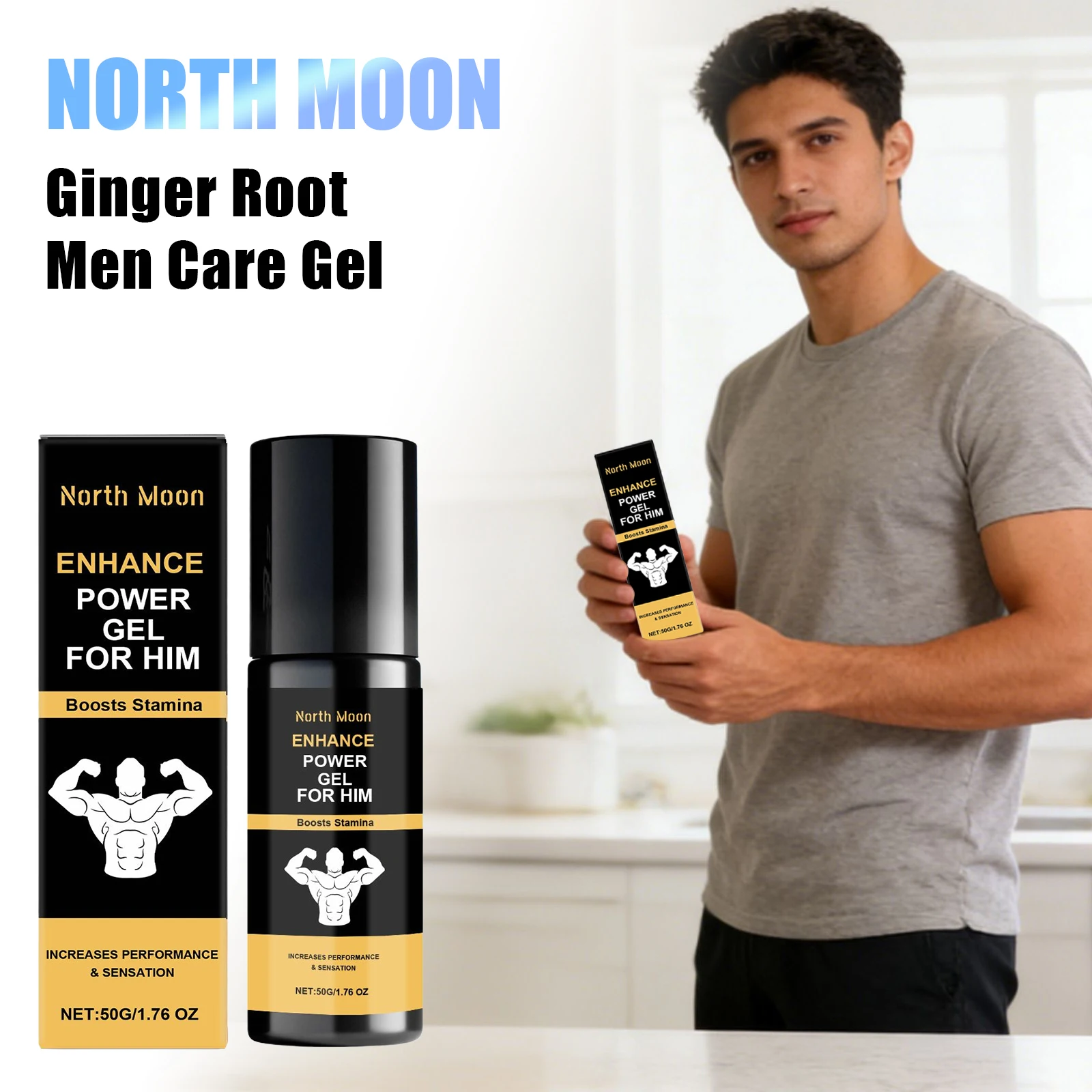 North Moon Men Body Care Gel Easy Absorbing Keep Hydrating Non-Greasy Enhancing Stamina Gentle Nourishing Private Area Care Gels