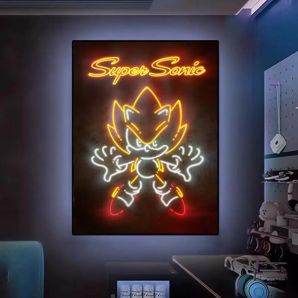 Cyberpunk-Neon-Stil S-Sonic Poster Moderne Ästhetische Wanddekoration Premium Raumdekoration Schlafzimmer Gaming-Setup – Detail 7