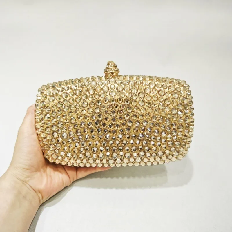 

Luxury Design Shiny Rhinestone Handbag Women Fashion Rivet Crystal Evening Bags Elegant Ladies Gorgeous Wedding Party Clutch Bag