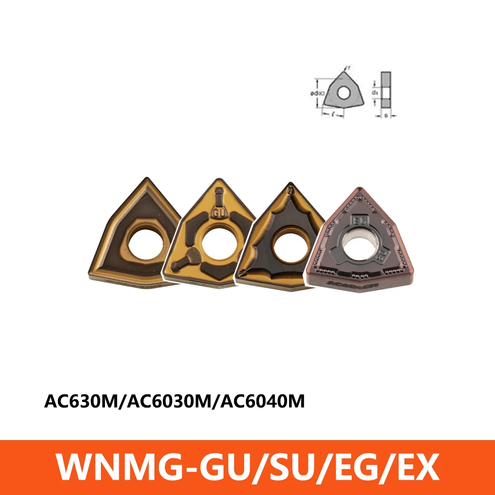 Original WNMG080404 WNMG080408 WNMG080412 N-SU-EG-GU-EX AC630M AC6030M AC6040M Carbide Inserts Turning Tools WNMG 080404 080408