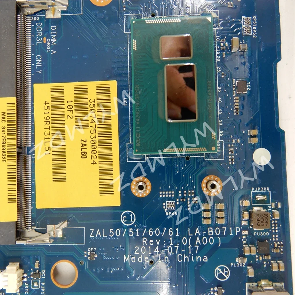 Imagem -05 - Laptop Motherboard para Dell Latitude La-b071p 3205u i3 I54th 5ª Cpu Notebook Mainboard Testado ok 14 3450