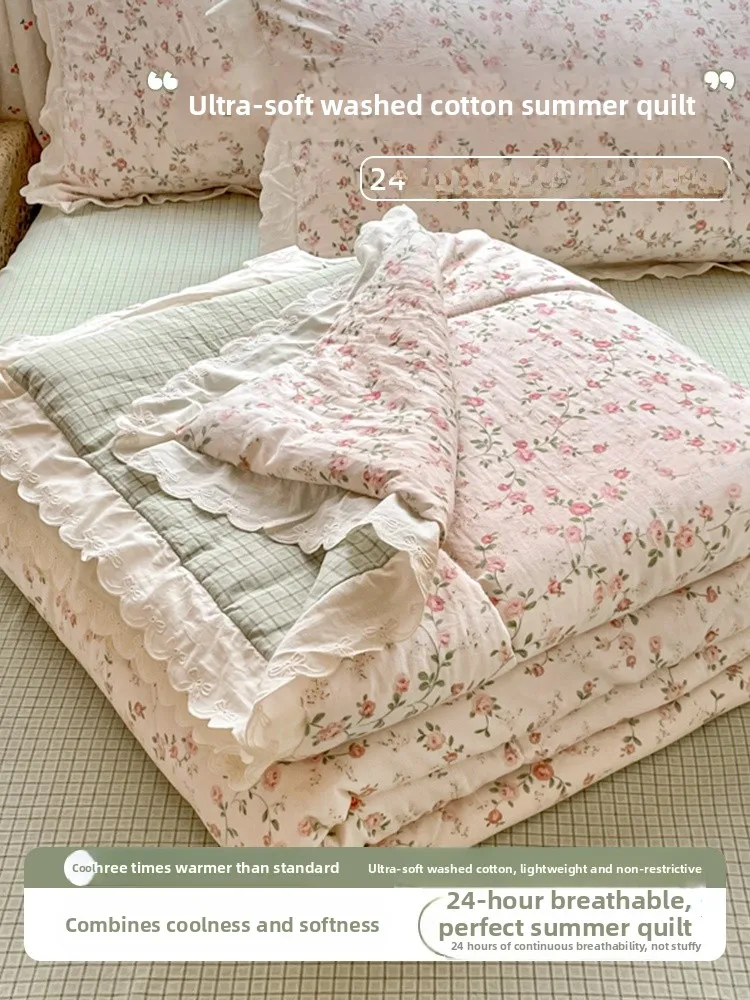 

Washable Air Conditioned Summer Quilt Thin Double Layer Single Person Dormitory Summer Double Layer Mesh Single Person Quilt
