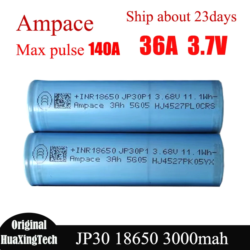 الأصلي الجديد Ampace JP30 18650 بطارية 3000mah 3.7V 36A بطاريات ليثيوم قابلة للشحن عالية استنزاف خلية Tabless ماكس Pluse 140A #1