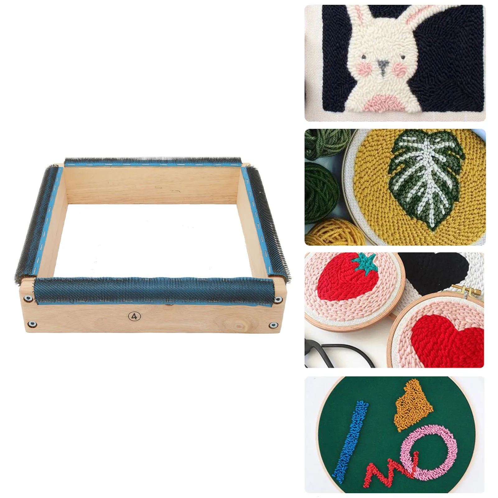 

Embroidery Strip Frame 9.8in 4 Sides Sturdy Solidwood Easy Assembly Rug Hooking Frame with Screws Wrech for Tufting DIY