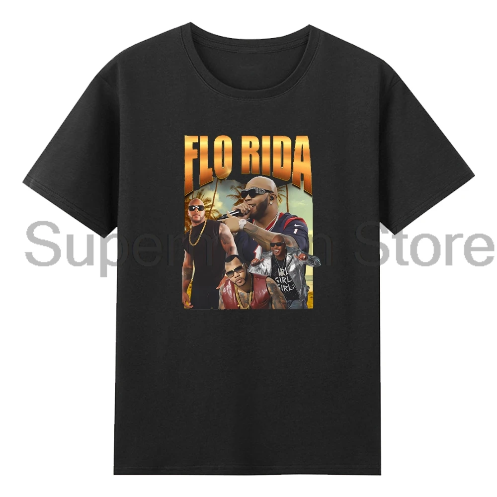 Rapper Flo Rida VintageT-shirt Unisex Crewneck Short Sleeve Cotton Tee Women Men Streetwear Tops Hip Hop Clothes